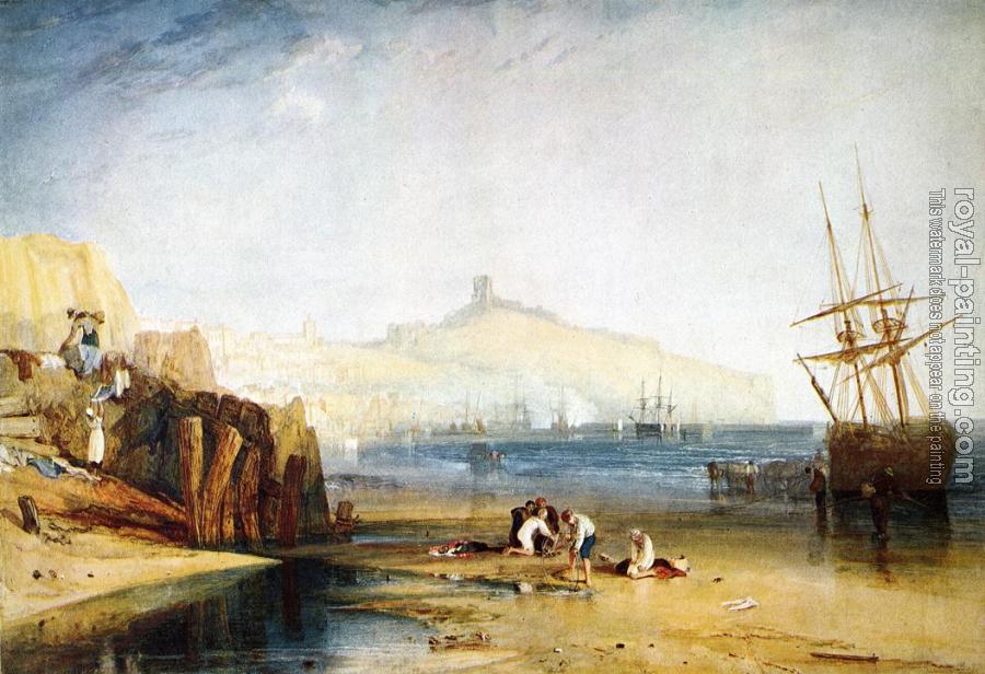 Joseph Mallord William Turner : Scarborough Town and Castle,Morning,Boys Catching Crabs